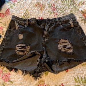 Black denim shorts